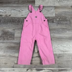 Carhartt Pink Canvas Overalls Heart Spring Summer Toddler 2T